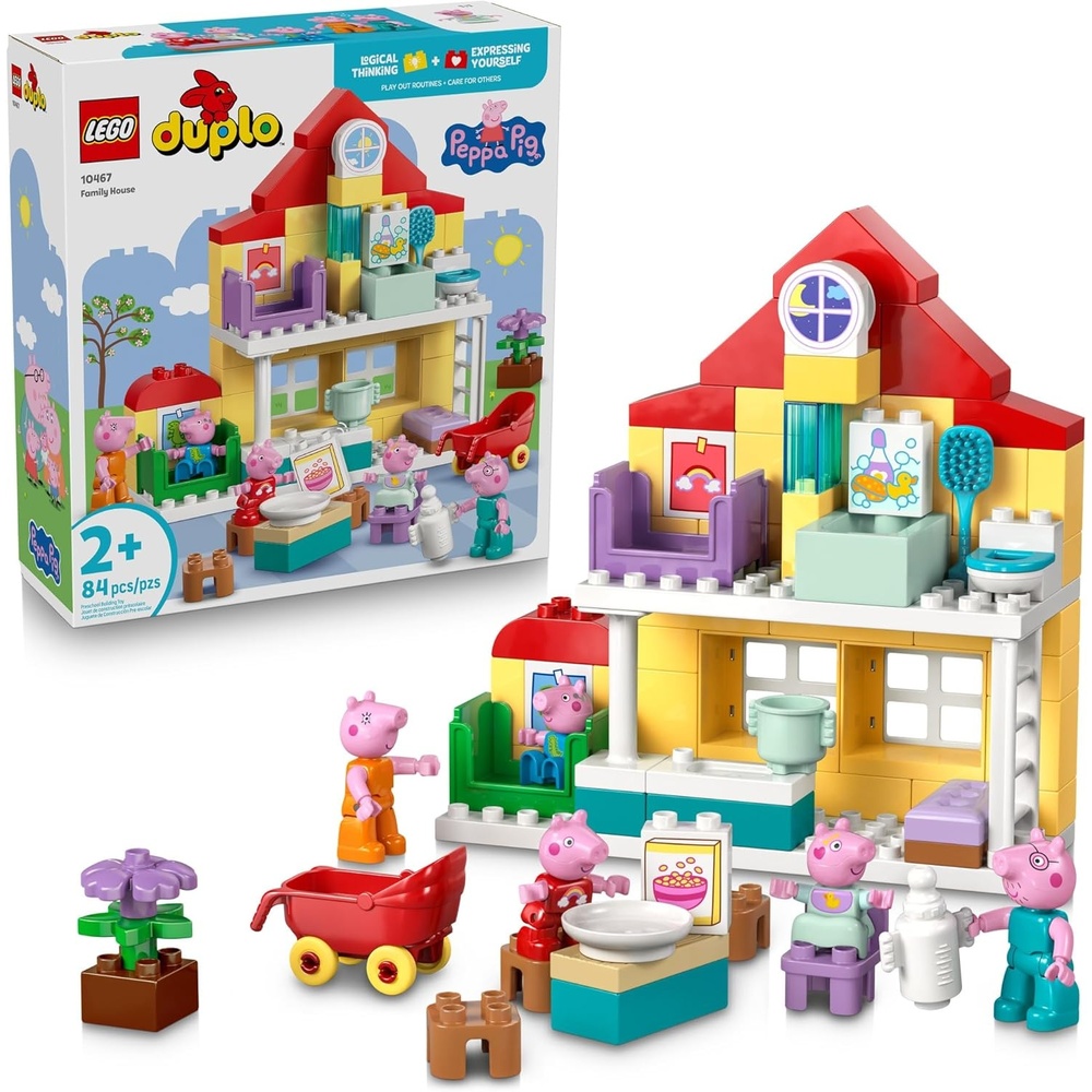 image:imageLEGO DUPLO Peppa Pig Family House Building Toy for Toddlers Ages 2 Sensory Toy for Girls amp Boys W 5 Figures Birthday Gifts for Kids 10467