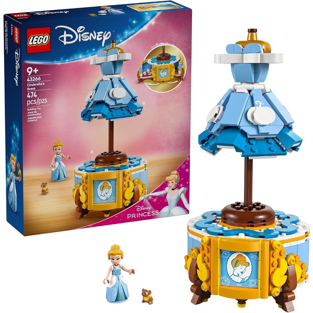 image:imageLEGO Disney Princess Cinderellas Dress Kids Toy with Minidoll Character Fun Building Toy for Girls and Boys Ages 9 and Up Disney Gift Idea for Fans and Fashion Lovers 43266