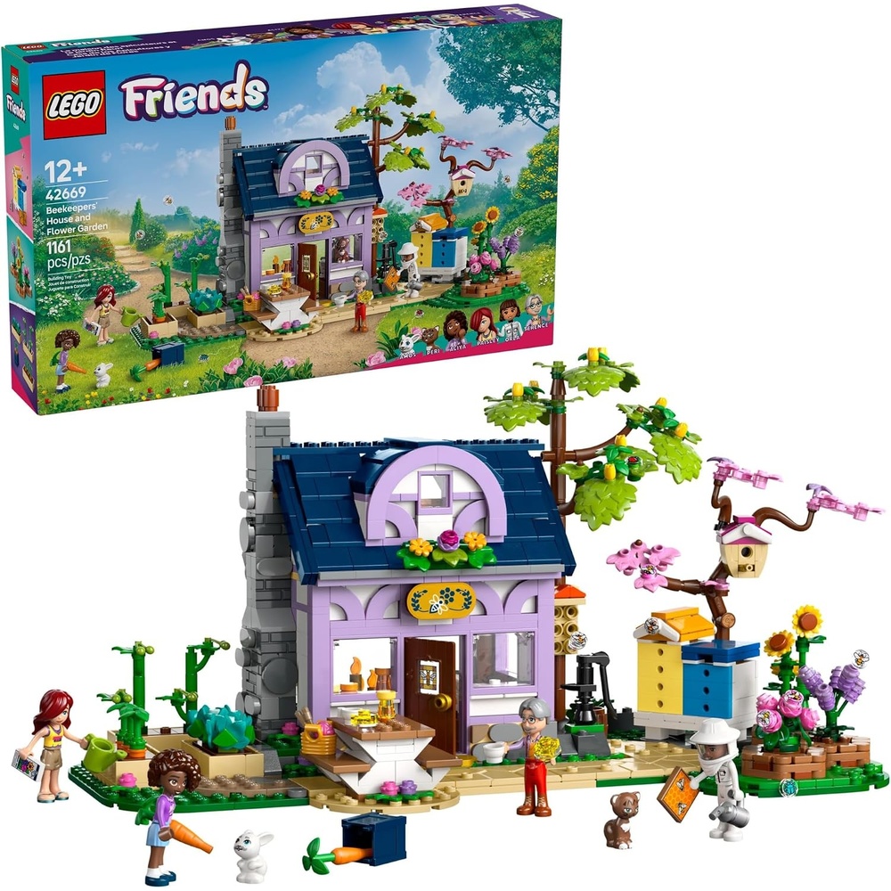 image:imageLEGO Friends Beekeepers House and Flower Garden Toy Building Set Pretend Play Set for Kids Girls and Boys Ages 12 Gift Idea for Birthday with 4 Minidolls and 2 Animal Toys 42669