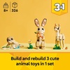 LEGO Creator 3 in 1 Cute Bunny 31162 | Building Toy, Girls & Boys, Ages 8+, Choose Your Build W/ 3 Options, 326 pcs, Display in Bedroom or Bookshelf, Gift Idea