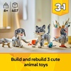 LEGO Creator 3 in 1 Playful Cat Toy – Building Toy with 3 Building Options, Cat, Dog, or Pigeon – Birthday Gift for Kids – Animal Figures for Kids, Girls and Boys, Ages 8+ – 31163
