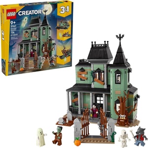 LEGO Creator 3 in 1 Haunted Mansion Building Toy for Kids – Halloween Building Blocks & Learning Toy for Girls & Boys, Ages 9+ – Build a Haunted House, Train, or Ship – Gift for Birthdays – 31167