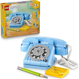 LEGO Creator 3 in 1 Retro Telephone Kids Toy – Home Decor for Bedroom or Kids Room – Building Toy and Learning Playset for Girls & Boys, Ages 8+ – Gift Idea for Birthdays or Special Occasions – 31174
