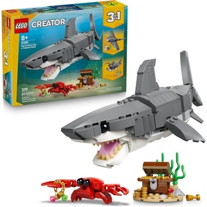 LEGO Creator Fierce Shark with a Treasure Chest Building Toy for Boys & Girls – Kids Build a Shark, Fish, or Manta Ray Animal Figure – Bedroom or Shelf Decor for Ages 8+ – 31381