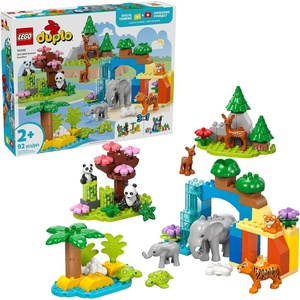 LEGO DUPLO Town 3 in 1 Wild Animal Families Building Toy Playset – Preschool Learning and Educational Toy for Toddlers, Boys and Girls, Ages 2+ – with 10 Animal Figures – Baby Gift Idea – 10446