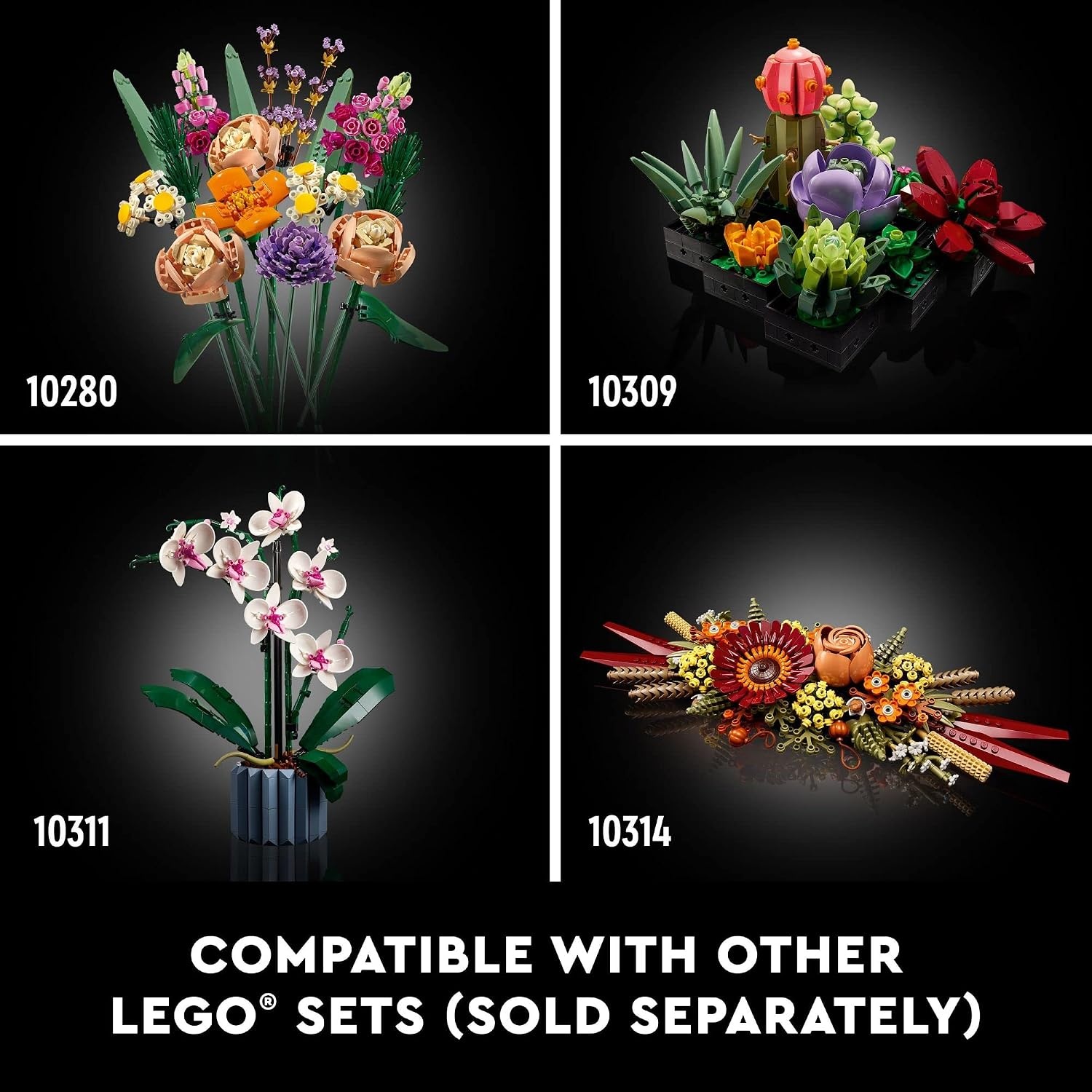 image:imageLEGO Botanicals Artificial Wildflower Bouquet Fake Indoor Flowers Building Set for Home Kitchen Desk Decoration Adults Ages 18 Gift for Birthdays 10313Artificial Flowers