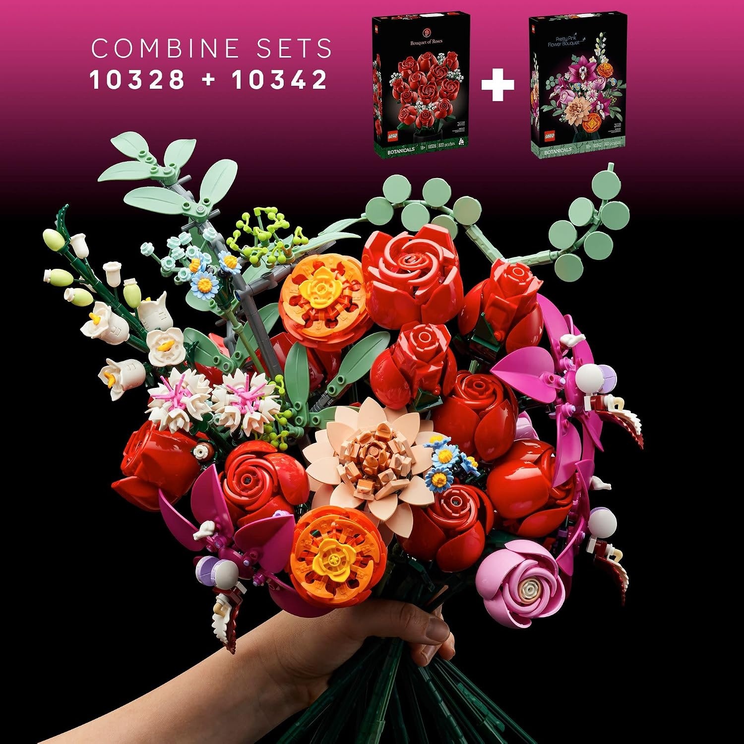 image:imageLEGO Botanicals Bouquet of Roses Artificial Flowers Fake Red Roses Building Set for Adults Ages 18 Gifts for Birthdays for Her Home Decor for Table Display 10328