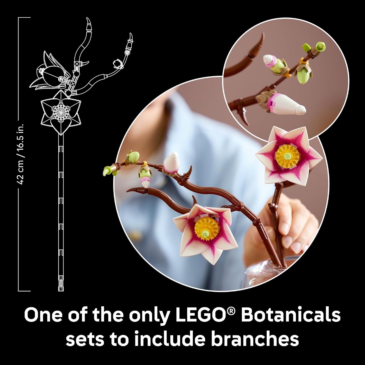 image:imageLEGO Botanicals Magnolia Branches Building Set for Adults Ages 18 Gift for Birthdays Artificial Flowers for Home Office Bedroom or Desk Decor 11510