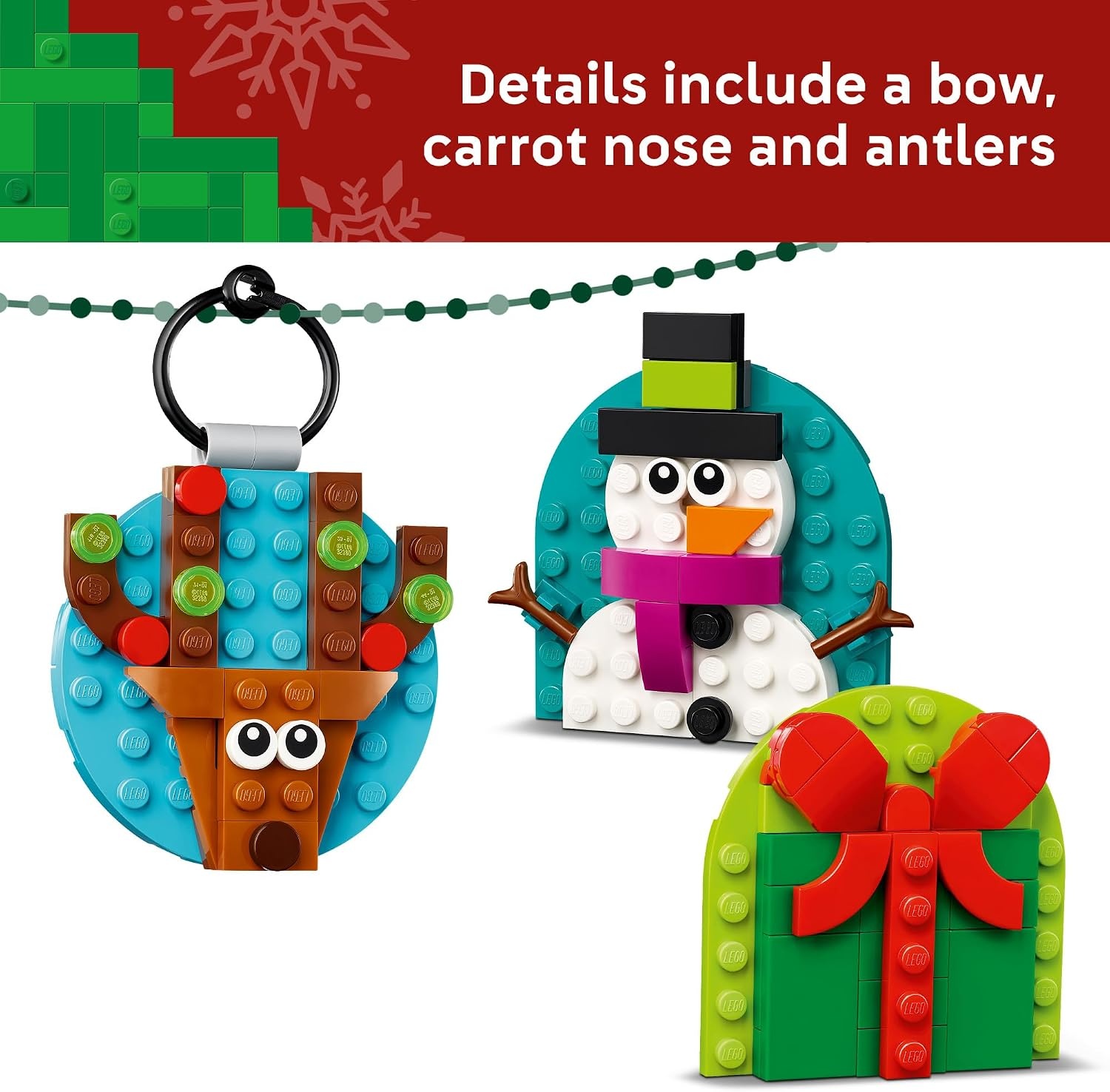 image:imageLEGO Christmas Ornament Selection Building Toys Holiday Crafts for Family Kids Boys amp Girls Ages 6 Hanging Christmas Decorations for Tree 40744