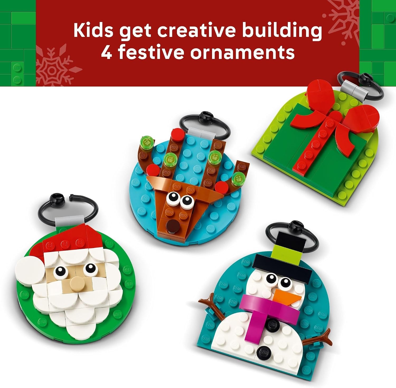 image:imageLEGO Christmas Ornament Selection Building Toys Holiday Crafts for Family Kids Boys amp Girls Ages 6 Hanging Christmas Decorations for Tree 40744