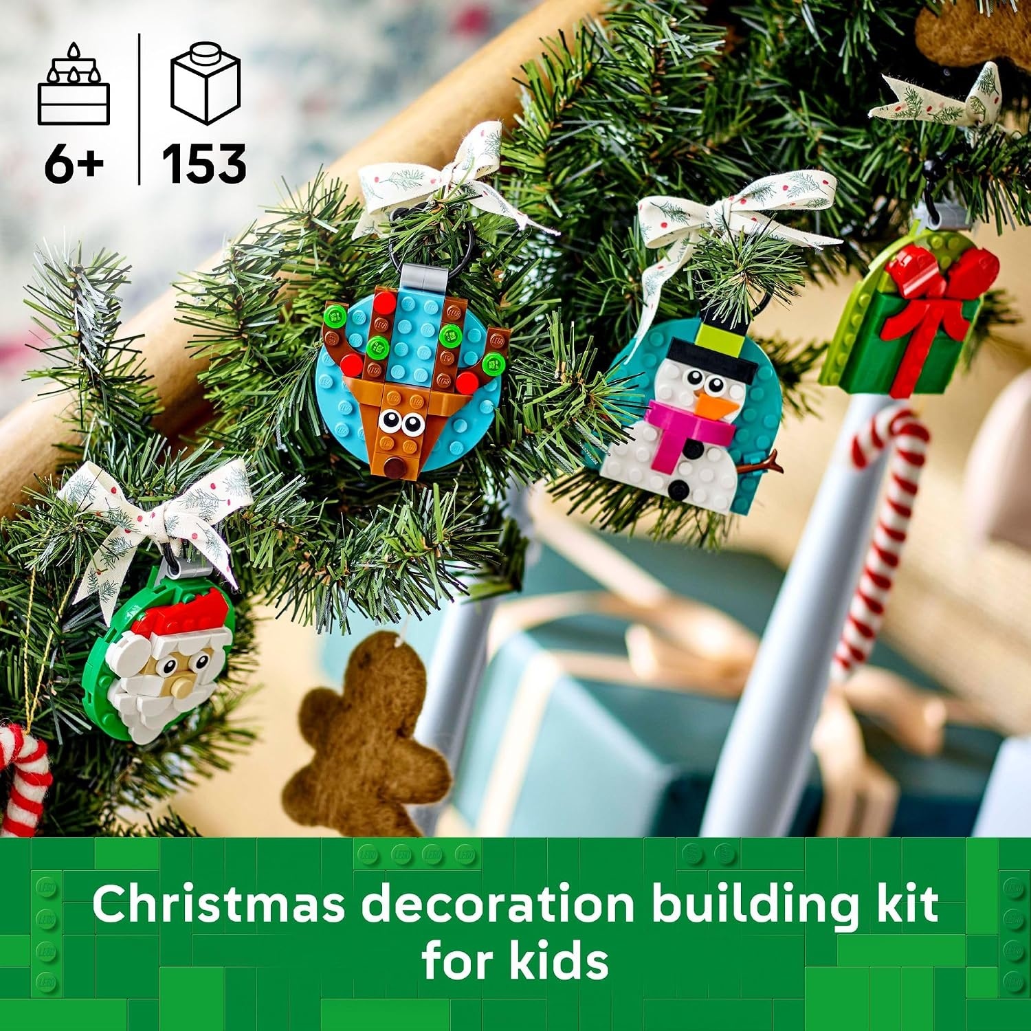 image:imageLEGO Christmas Ornament Selection Building Toys Holiday Crafts for Family Kids Boys amp Girls Ages 6 Hanging Christmas Decorations for Tree 40744