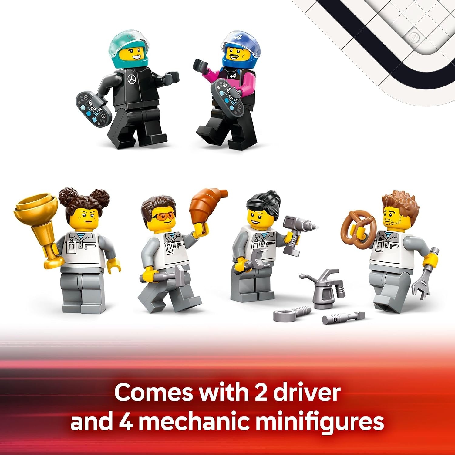 image:imageLEGO City F1 Garage amp MercedesAMG amp Alpine Cars Toy Model Race Car Building Toy and Portable Playset for Kids Boys and Girls Ages 7 F1 Collectible for Fans Gift Idea for Birthdays 60444