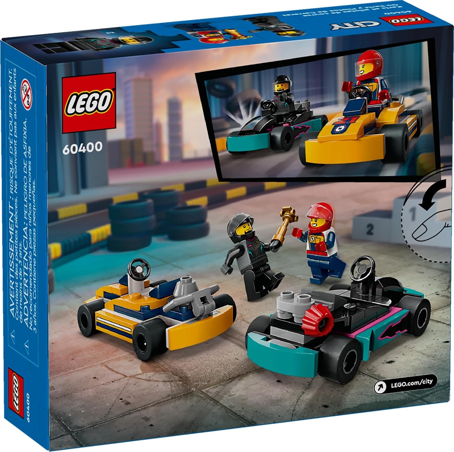 image:imageLEGO City GoKarts and Race Drivers Toy Playset 2 Driver Minifigures Racing Vehicle Car Toys Fun Race Car Toy Gift for Kids Aged 5 and Up 60400
