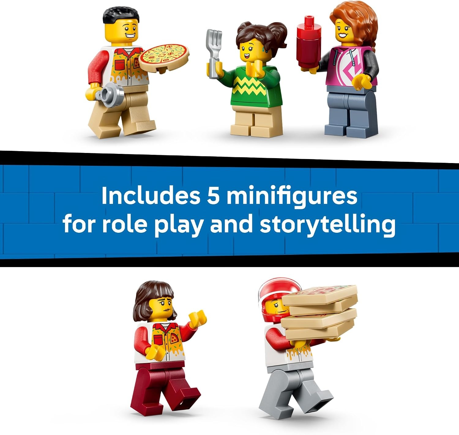 image:imageLEGO City Pizza Delivery Experience with Vehicles 60496 Building Toys for Boys amp Girls Ages 6 Toy Car amp Playset for Pretend Play 5 Minifigures 494 pieces Gift Idea