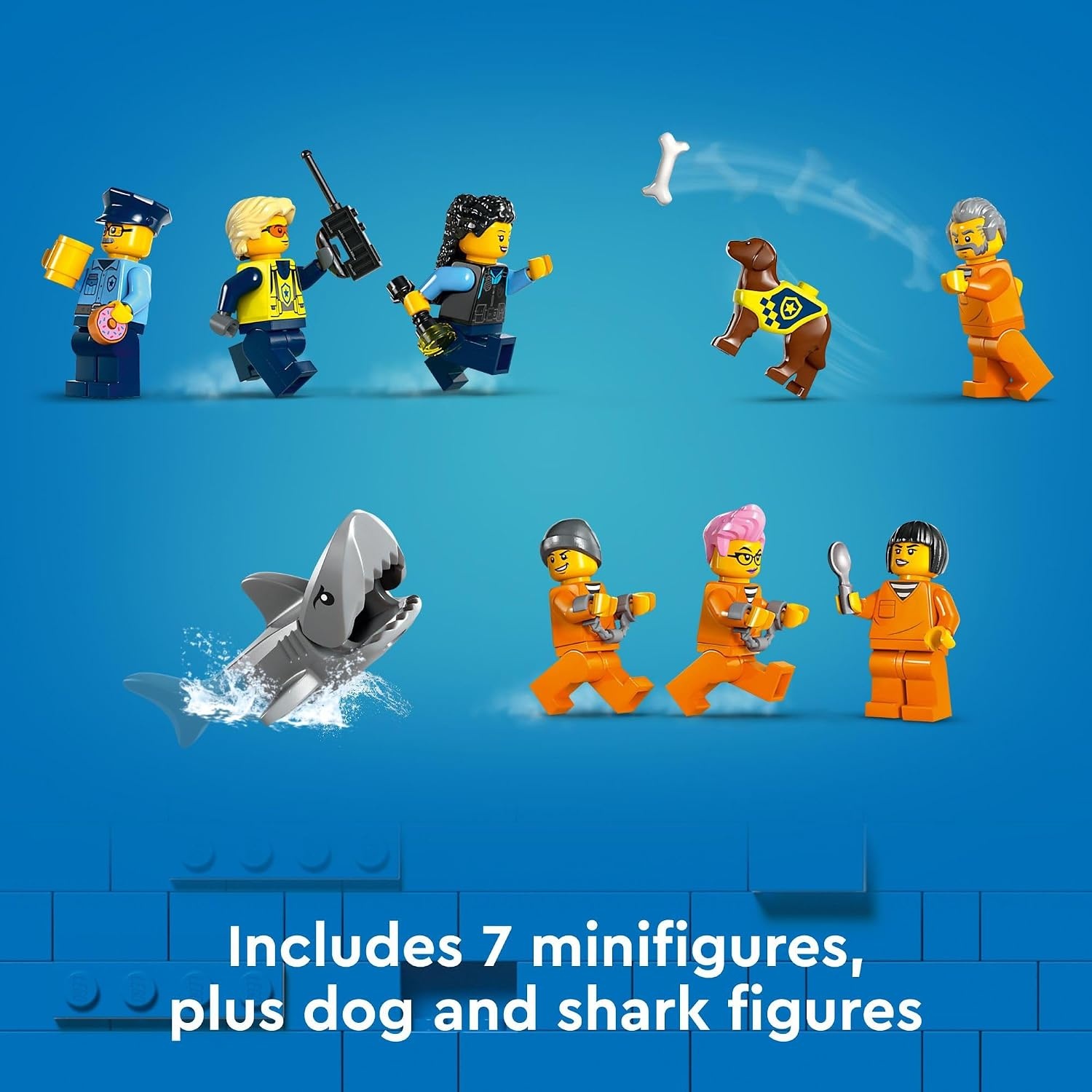 image:imageLEGO City Police Prison Island Building Set Birthday Gift for Boys and Girls Ages 7 Plus Imaginative Play Helicopter Toy Boat Toy and Dinghy 7 Minifigures with Dog and Shark 60419