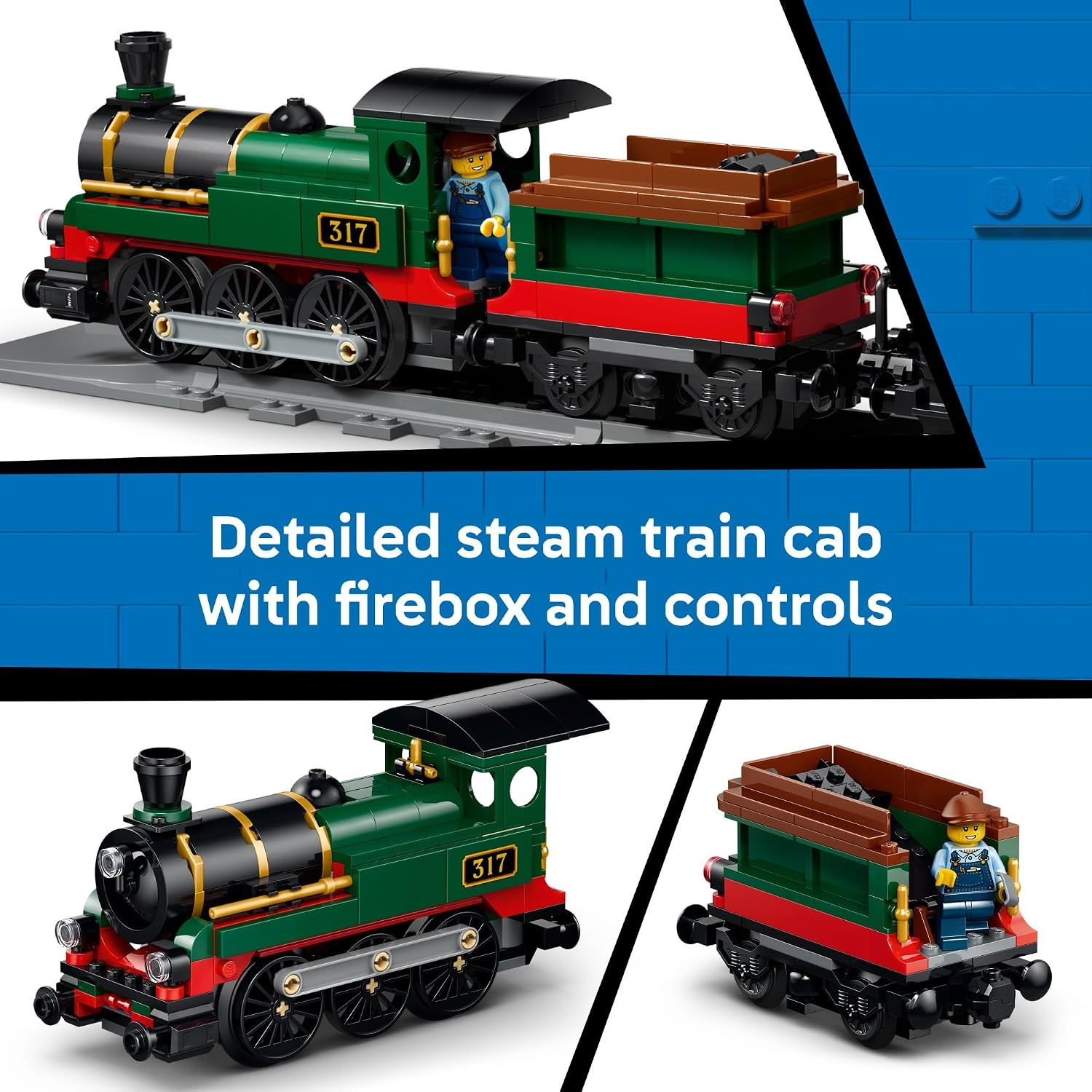 image:imageLEGO City Vintage Steam Train 60511 Building Toys for Boys amp Girls Ages 7 Train Set for Pretend Play 5 Minifigures 575 pieces Gift for Birthdays