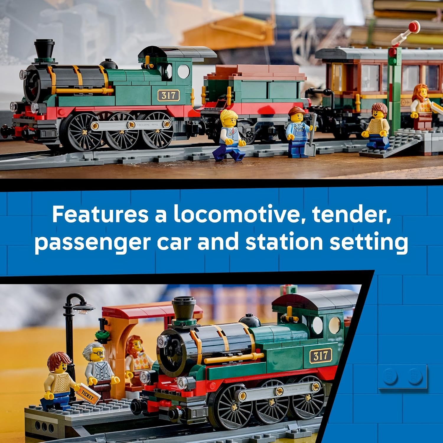 image:imageLEGO City Vintage Steam Train 60511 Building Toys for Boys amp Girls Ages 7 Train Set for Pretend Play 5 Minifigures 575 pieces Gift for Birthdays