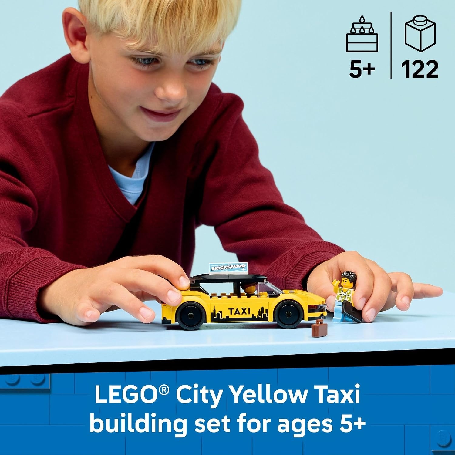 image:imageLEGO City Yellow Taxi Car Building Toy for Kids Pretend Play Set for Boys amp Girls Ages 5 Toy Car WTaxi Driver amp Tourist Minifigures Gift Idea for Birthdays 60487