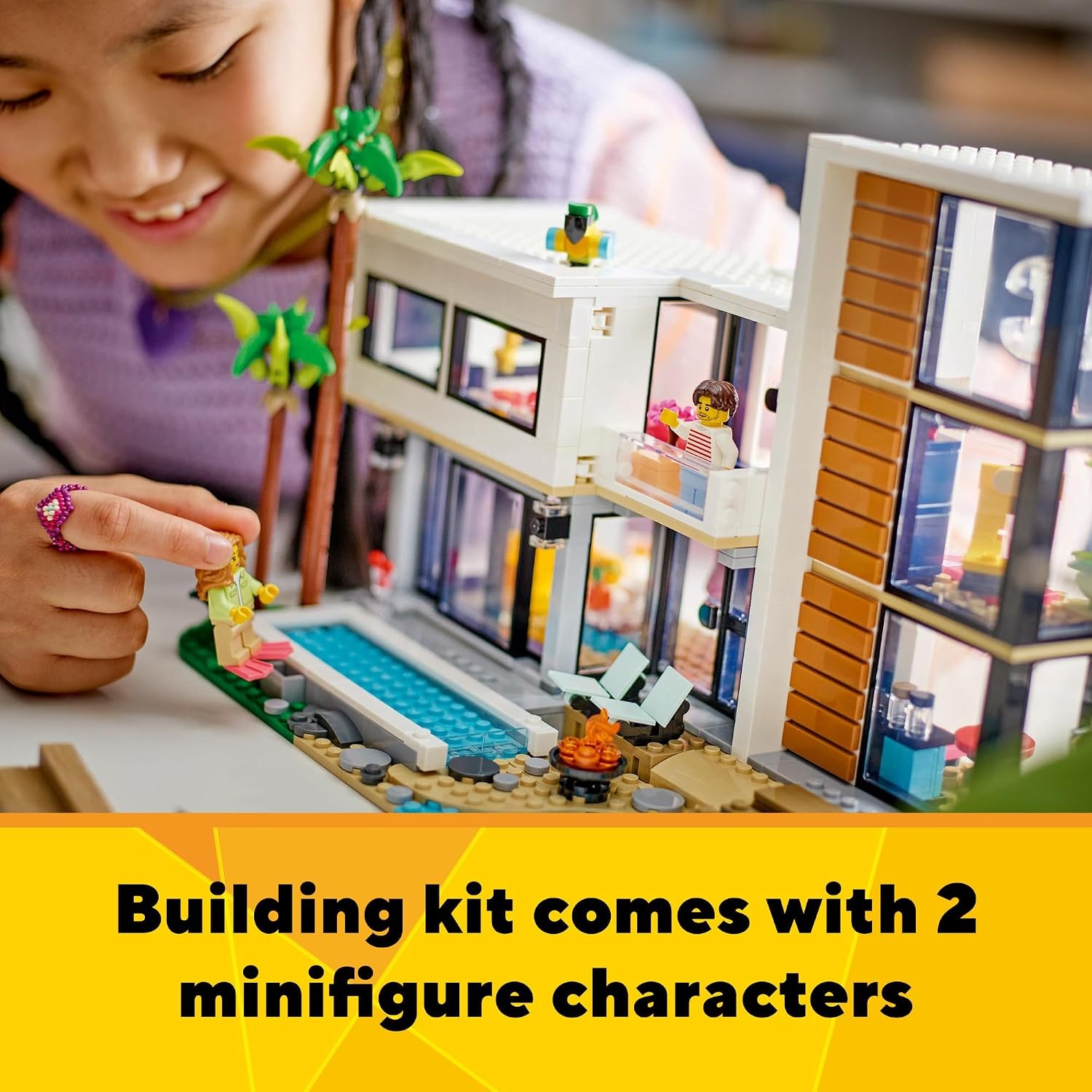 image:imageLEGO Creator 3 in 1 Modern Toy House Kids Toy Building Set with 3 Building Options for Boys amp Girls Ages 9 with 2 Minifigures for Pretend Play Gift Idea for Birthday 31153