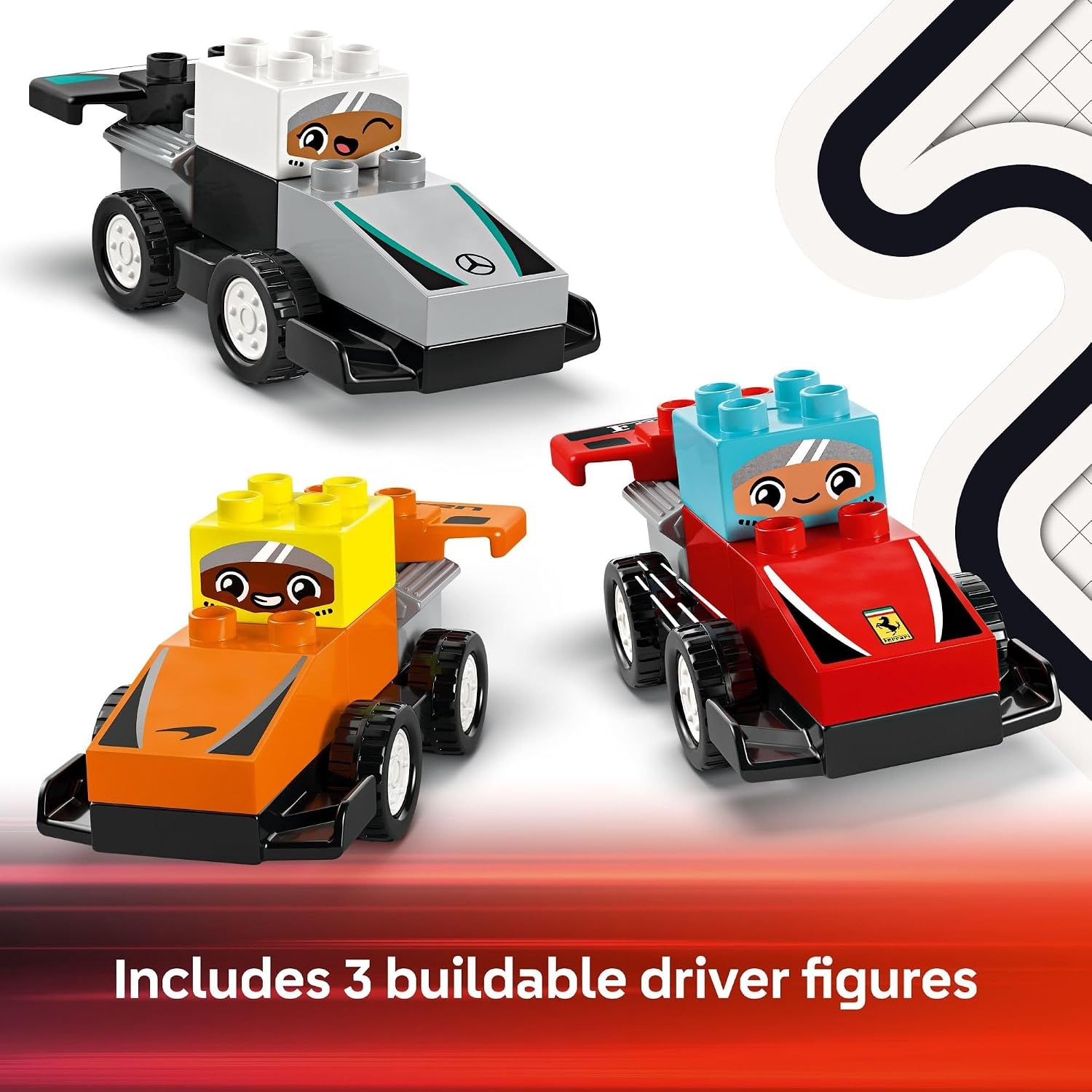 image:imageLEGO DUPLO Town F1 Team Race Cars amp Drivers Building Toy Playset Toddler Toy Cars for Pretend Play Boys and Girls Ages 2 Learning and Educational Gift for Preschool 10445