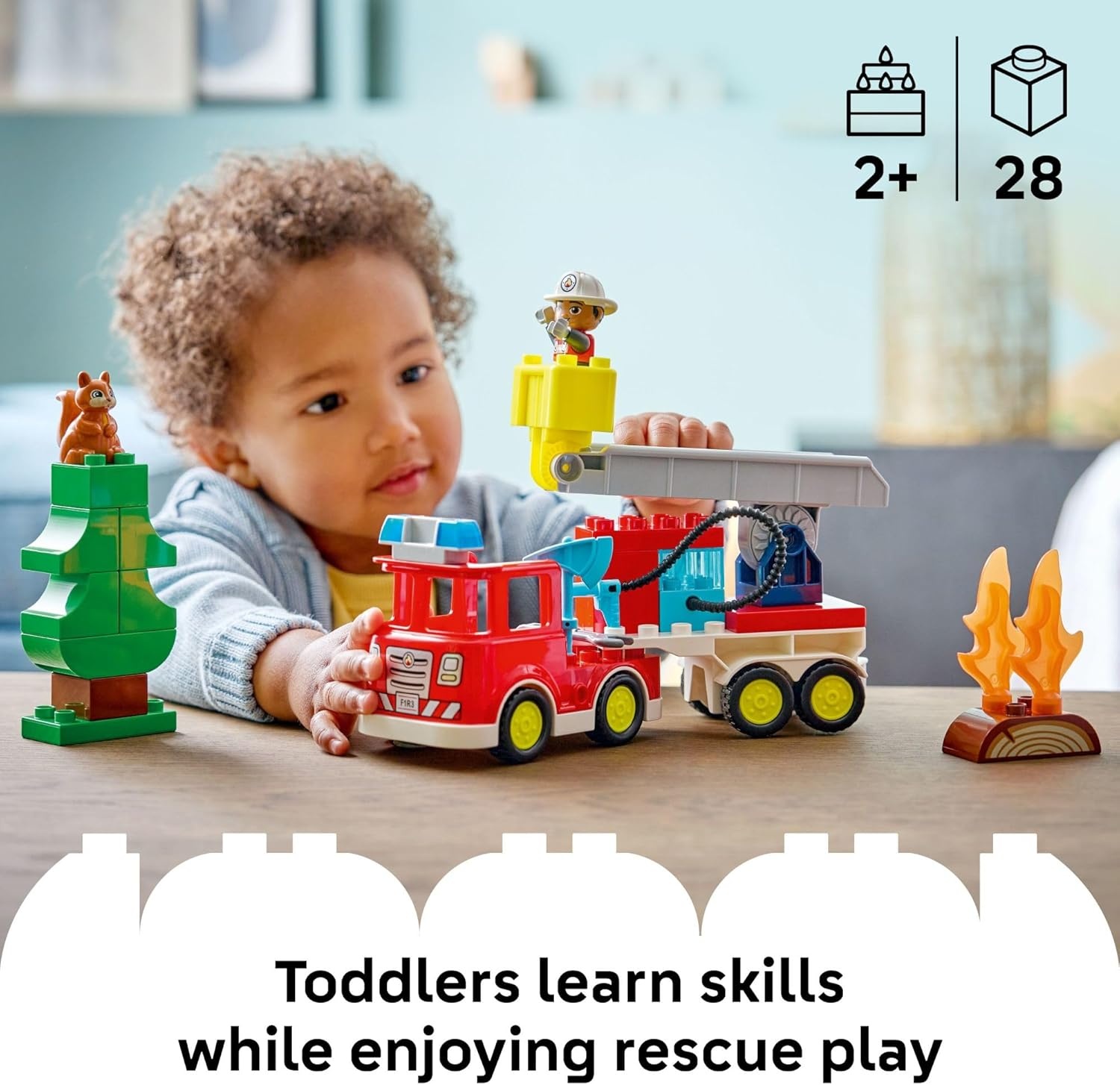 image:imageLEGO DUPLO Town Fire Truck with Hose and Firefighter Building Toy for Toddlers Learning Play Set for Boys amp Girls Ages 2 Building Blocks for Motor Skills Practice Gift for Birthdays 10473