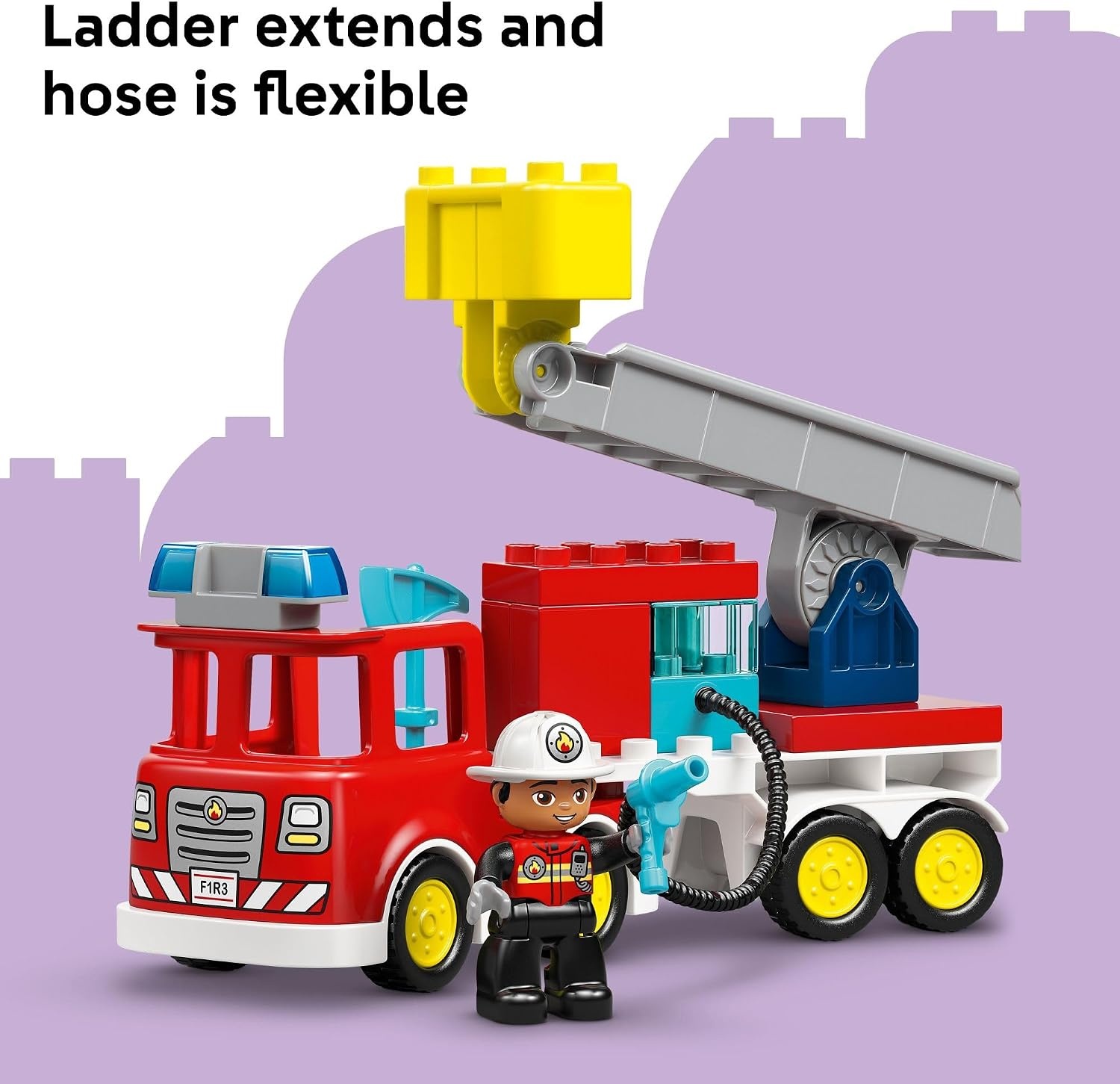 image:imageLEGO DUPLO Town Fire Truck with Hose and Firefighter Building Toy for Toddlers Learning Play Set for Boys amp Girls Ages 2 Building Blocks for Motor Skills Practice Gift for Birthdays 10473