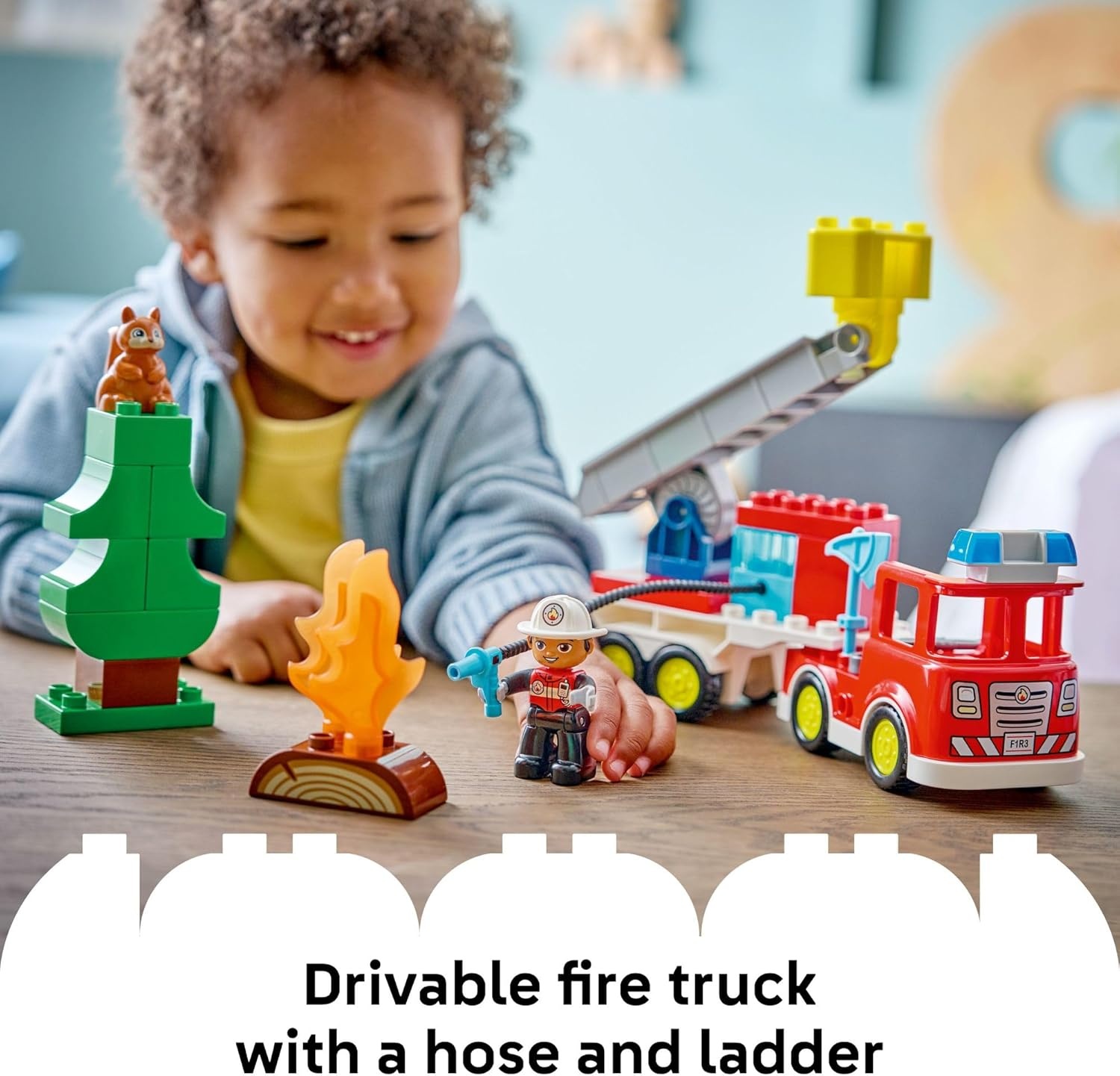 image:imageLEGO DUPLO Town Fire Truck with Hose and Firefighter Building Toy for Toddlers Learning Play Set for Boys amp Girls Ages 2 Building Blocks for Motor Skills Practice Gift for Birthdays 10473