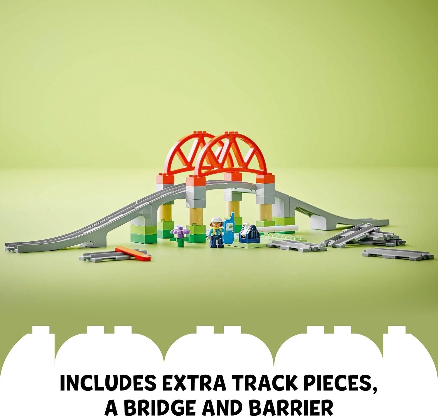 image:imageLEGO DUPLO Town Train Bridge and Tracks Expansion Set 10 Extra Pieces of Train Tracks Preschool and Toddler Train Set Ages 2 Building Toy for Boys and Girls 10426