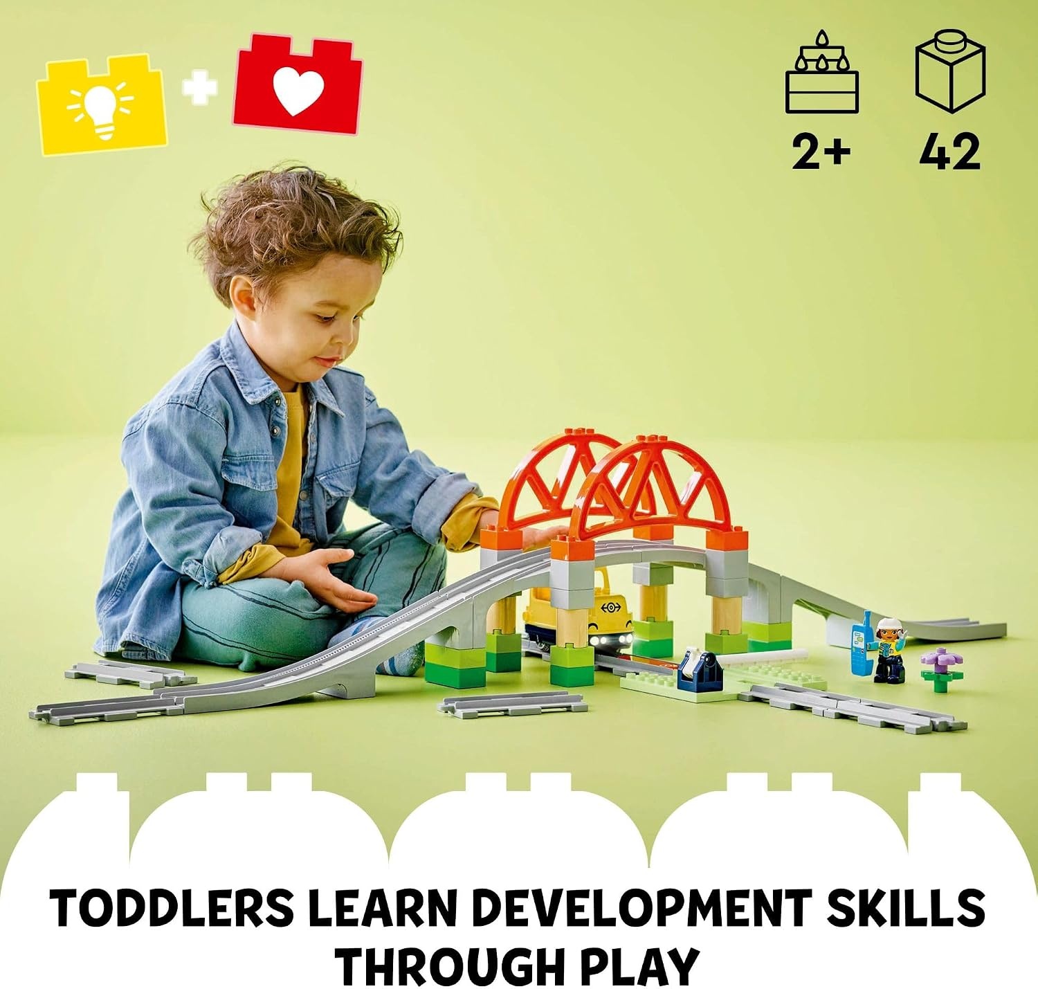 image:imageLEGO DUPLO Town Train Bridge and Tracks Expansion Set 10 Extra Pieces of Train Tracks Preschool and Toddler Train Set Ages 2 Building Toy for Boys and Girls 10426