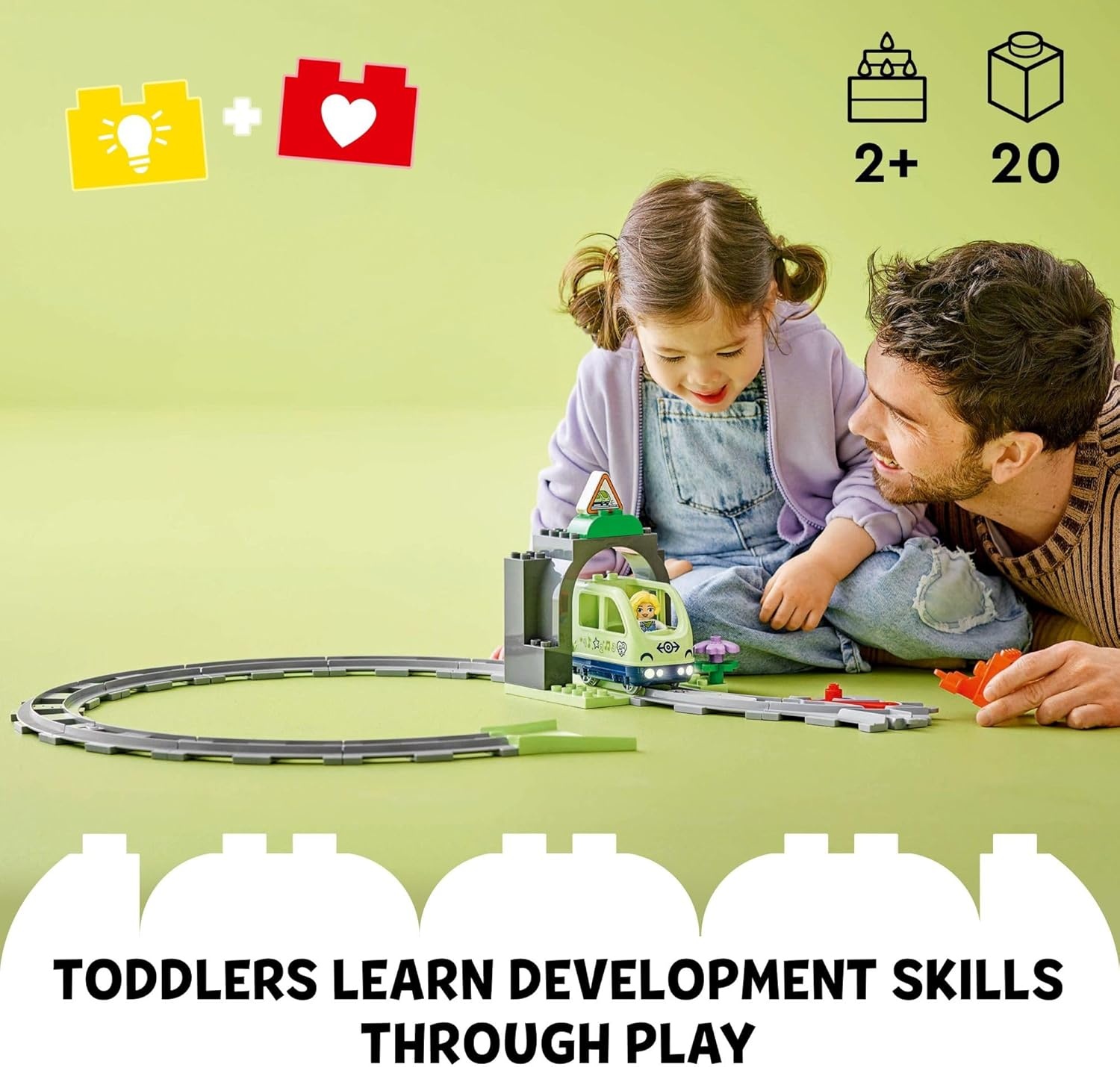 image:imageLEGO DUPLO Town Train Tunnel and Tracks Expansion Set 10 Extra Pieces of Train Tracks Preschool and Toddler Train Set Ages 2 Building Toy for Boys and Girls 10425