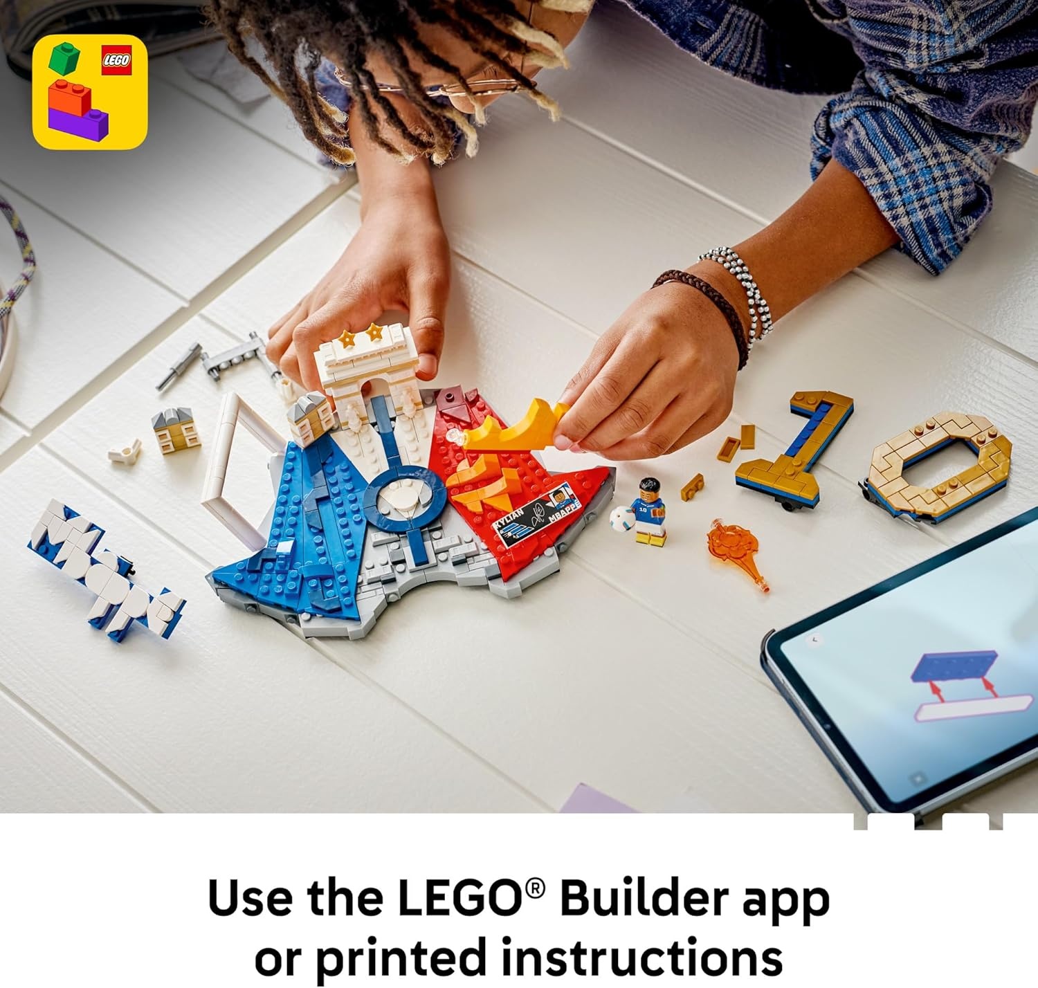 image:imageLEGO Editions Kylian Mbapp Soccer Highlights Building Set for Boys amp Girls Ages 10 Collectible Soccer Gift with Plaque Kids Bedroom or Shelf Decor 43013