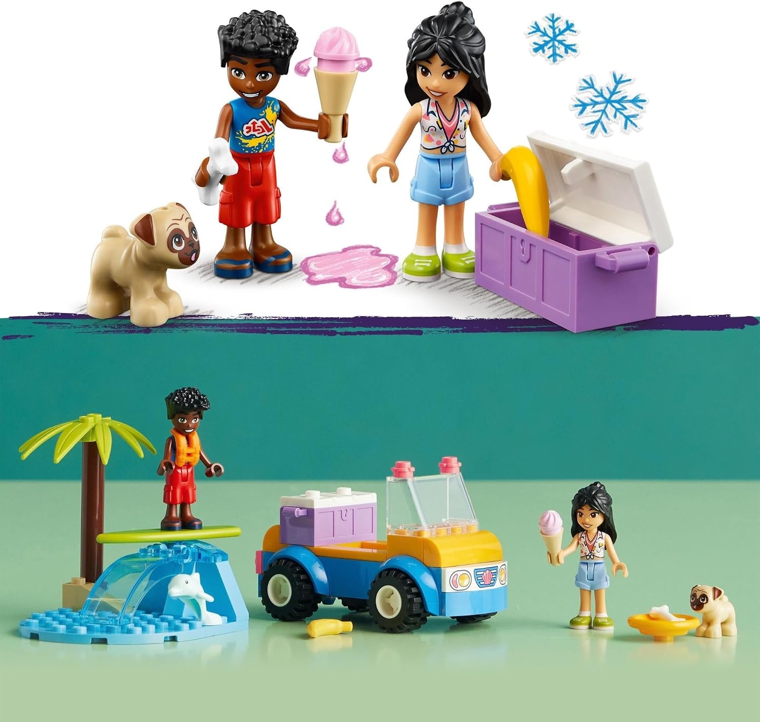 image:imageLEGO Friends Beach Buggy Fun 41725 Building Toy Set Creative Fun for Toddlers Ages 4 with 2 MiniDolls Pet Dog and Dolphin Figures a Beach Buggy Toy Car and Accessories
