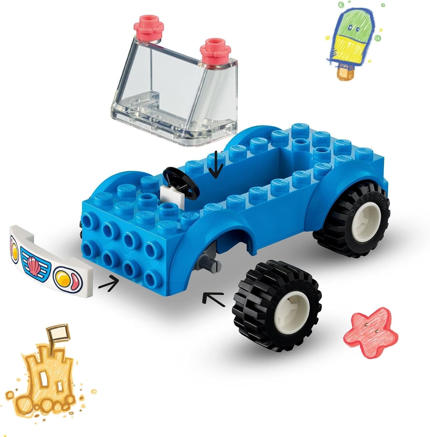 image:imageLEGO Friends Beach Buggy Fun 41725 Building Toy Set Creative Fun for Toddlers Ages 4 with 2 MiniDolls Pet Dog and Dolphin Figures a Beach Buggy Toy Car and Accessories