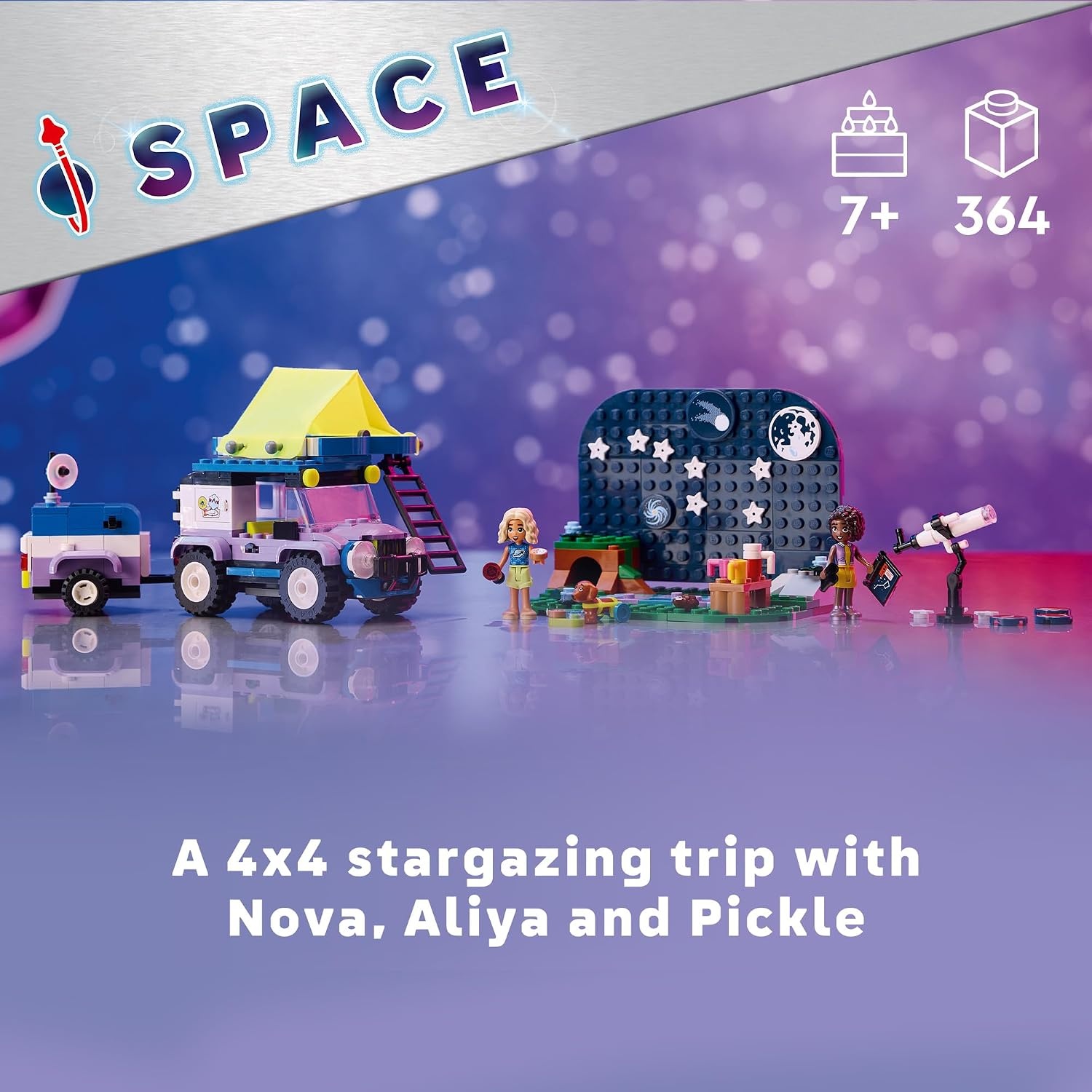 image:imageLEGO Friends Stargazing Camping Vehicle Adventure Toy Includes 2 MiniDolls Camping Trailer Telescope Toy and a Dog Figure Science Gift Idea for Girls Boys and Kids Ages 7 and Up 42603