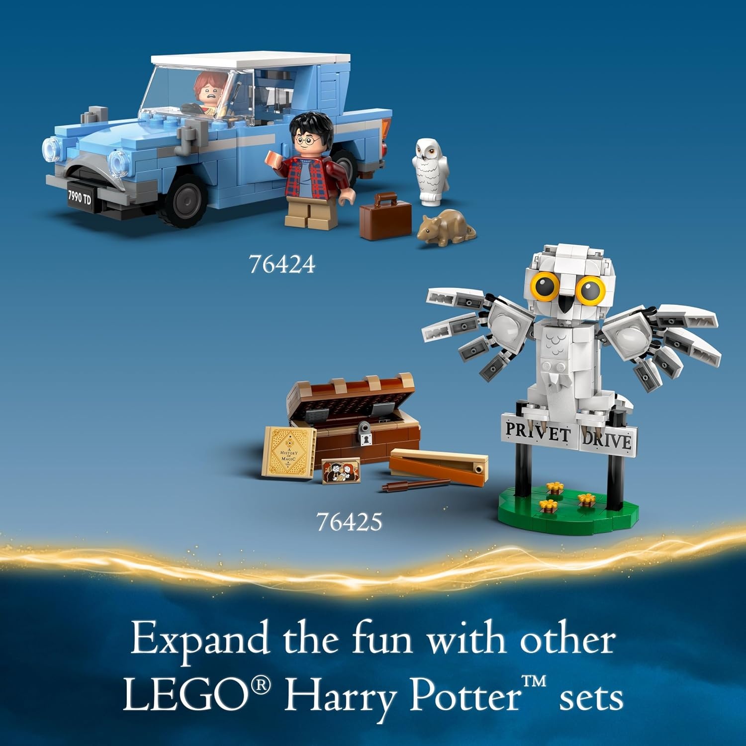 image:imageLEGO Harry Potter Flying Ford Anglia Buildable Car Toy with 2 Minifigures for Role Play Fantasy Playset for Kids Harry Potter Car Gift for Boys Girls and Any Fan Ages 7 and Up 76424 Lego Harry Potter Lego 165 Pieces Flying Ford Anglia 76424