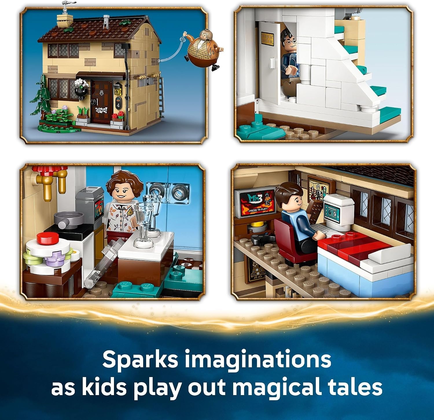 image:imageLEGO Harry Potter Privet Drive Aunt Marges Visit Kids Toy Buildable Book Nook and Room Decor for Boys and Girls Ages 8 Collectible Harry Potter Minifigure Birthday Gift Idea 76451
