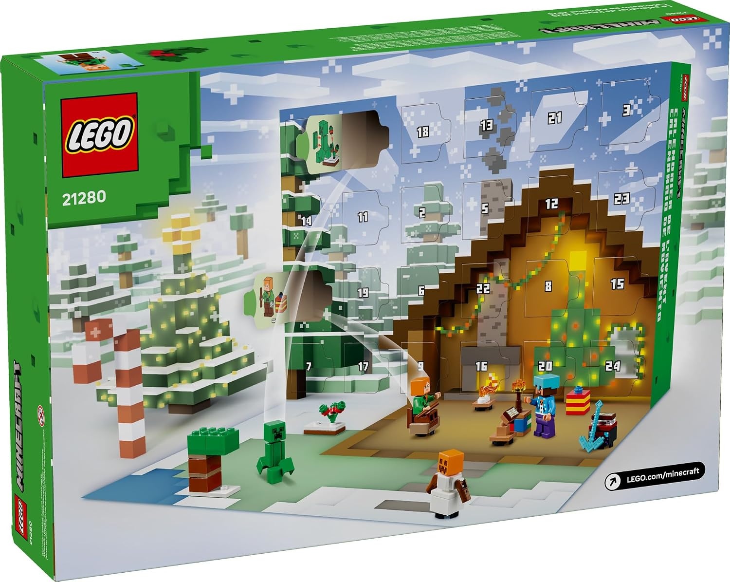 image:imageLEGO Minecraft Advent Calendar 2025 Building Toy Kids Holiday Countdown Set for Boys amp Girls Ages 7 24 Buildable Surprises amp 8 Minifigures for Gamers Collectible Gift for Christmas 21280