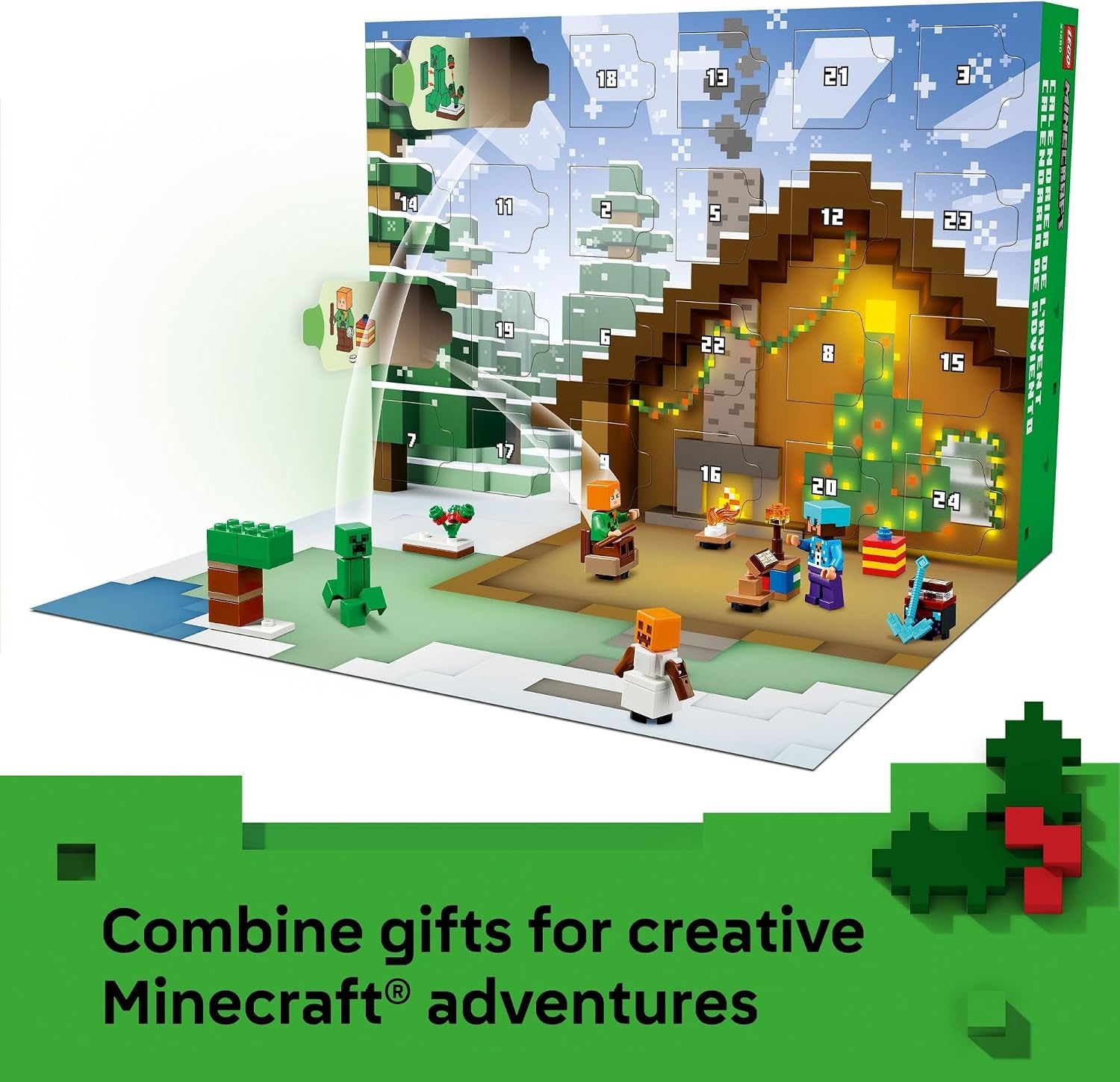 image:imageLEGO Minecraft Advent Calendar 2025 Building Toy Kids Holiday Countdown Set for Boys amp Girls Ages 7 24 Buildable Surprises amp 8 Minifigures for Gamers Collectible Gift for Christmas 21280