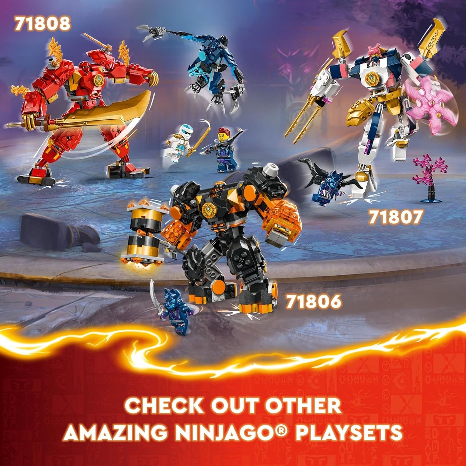 image:imageLEGO NINJAGO Kais Elemental Fire Mech Action Figure Mini Ninja Toy for Kids with Customizable Red Ninja Figure Plus Kai and Zane Minifigures Adventure Set for Boys and Girls Ages 7 and Up 71808