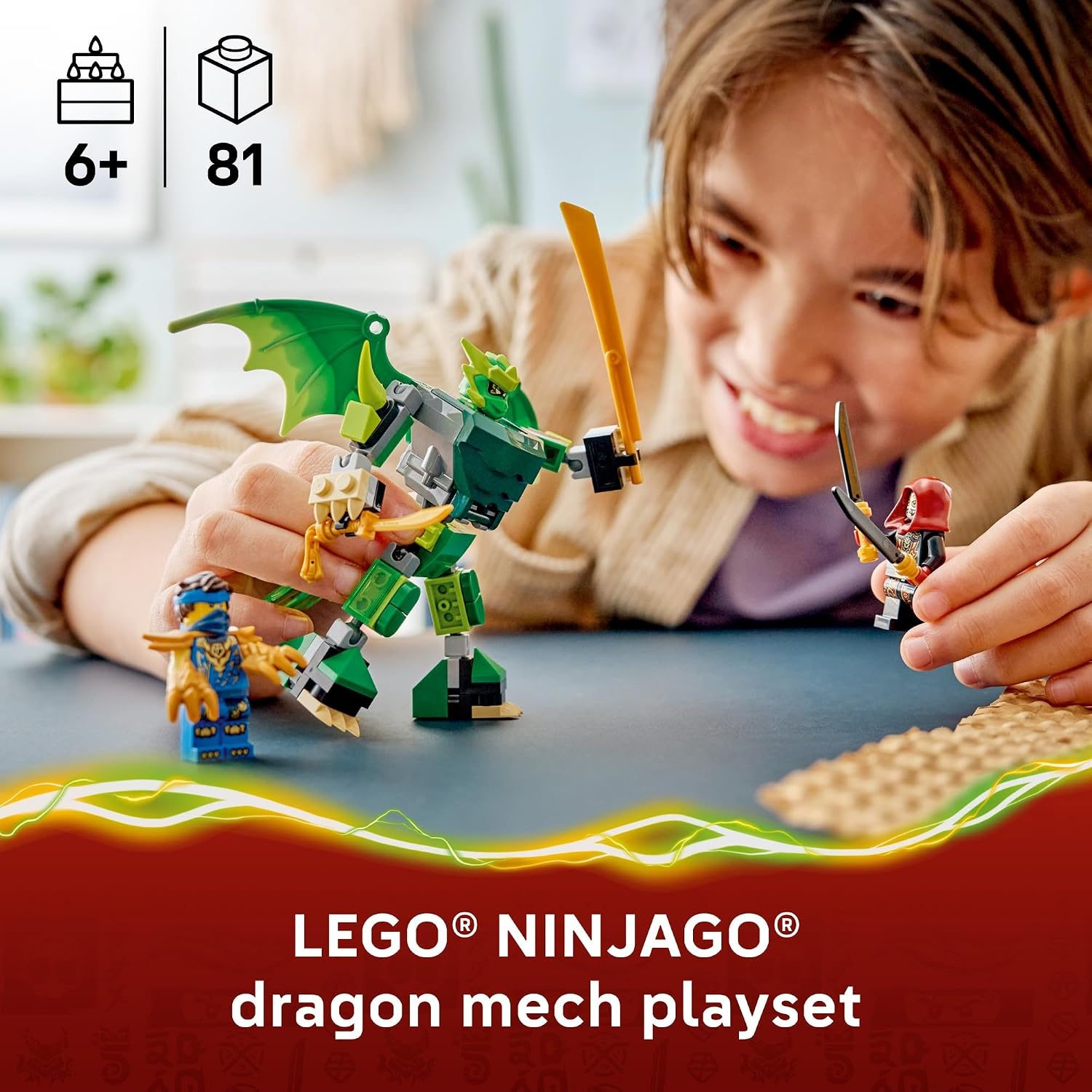 image:imageLEGO NINJAGO Lloyds Dragon Mech Battle Pack 71862 Building Toys for Boys amp Girls Ages 6 Action Figure for Pretend Play 3 Minifigures 81 pieces Gift for Birthdays