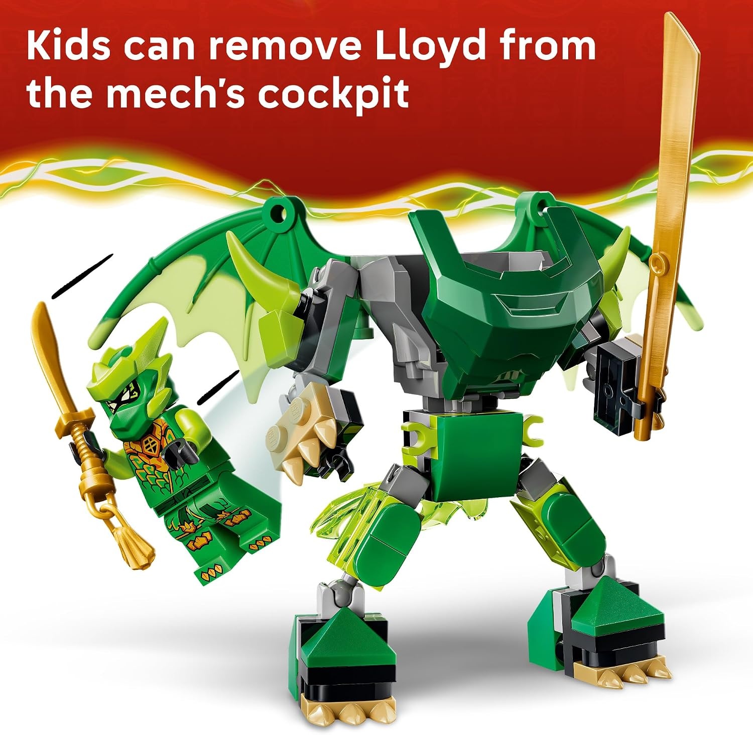 image:imageLEGO NINJAGO Lloyds Dragon Mech Battle Pack 71862 Building Toys for Boys amp Girls Ages 6 Action Figure for Pretend Play 3 Minifigures 81 pieces Gift for Birthdays