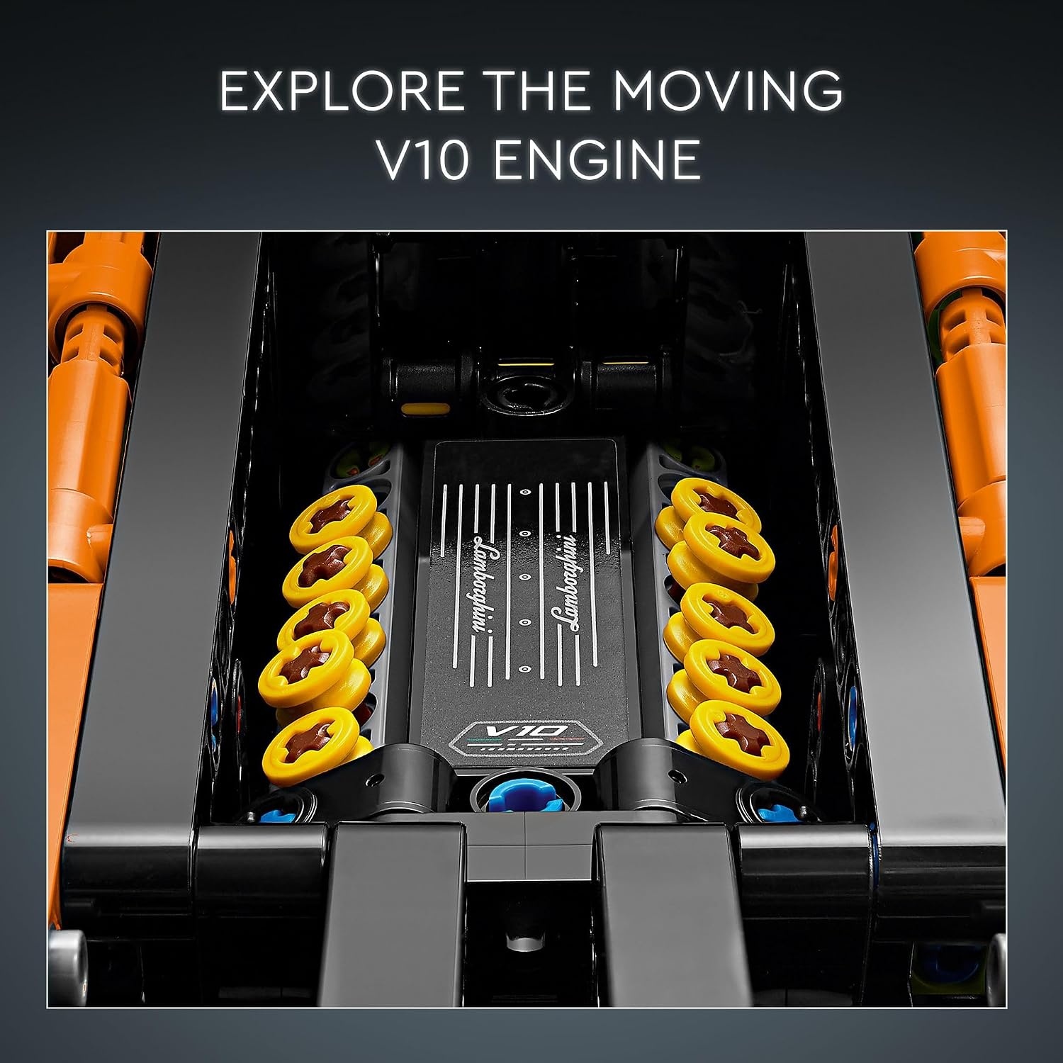 image:imageLEGO Technic Lamborghini Huracn Tecnica Orange Toy Cars Building Toys for Kids Boys amp Girls Ages 9 Lamborghini Toy Car W V10 Engine amp Steering Gift Ideas for Birthdays 42196