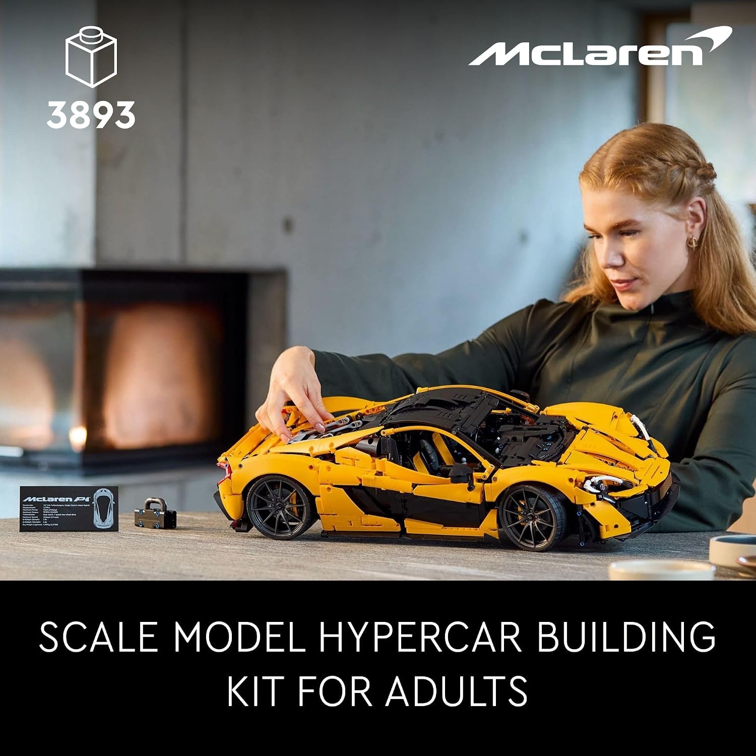 image:imageLEGO Technic McLaren P1 Hypercar Building Set Gift for Adult Racing Fans Race Car Collectible Model with V8 Piston Engine and 7Speed Gearbox 42172