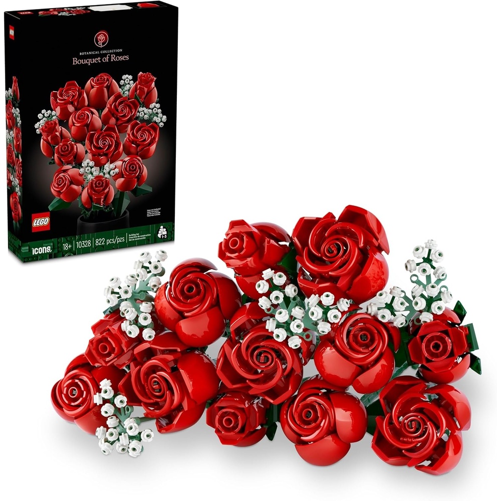 image:imageLEGO Botanicals Bouquet of Roses Artificial Flowers Fake Red Roses Building Set for Adults Ages 18 Gifts for Birthdays for Her Home Decor for Table Display 10328