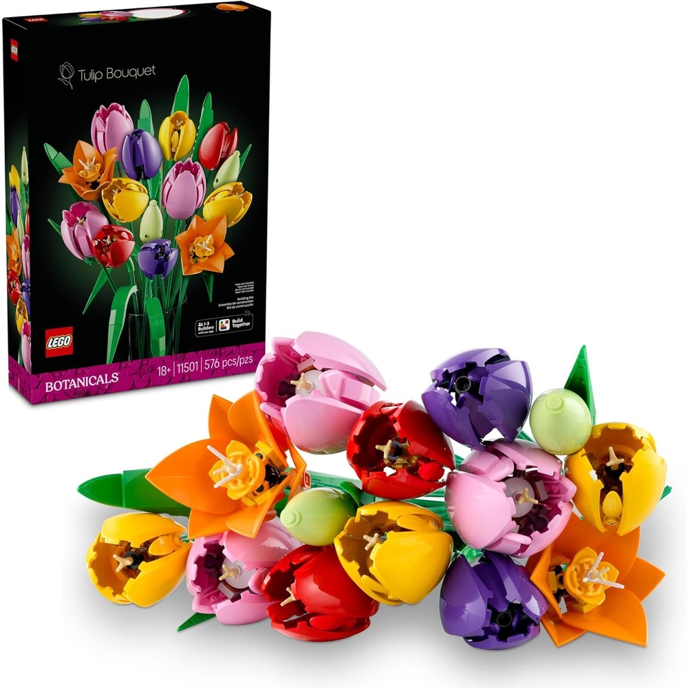 image:imageLEGO Botanicals Tulip Bouquet Building Set for Adults Gift for Birthdays Bedroom Book Shelf amp Office Decor for Women amp Men Ages 18 Artificial Flowers Crafting Kit 11501