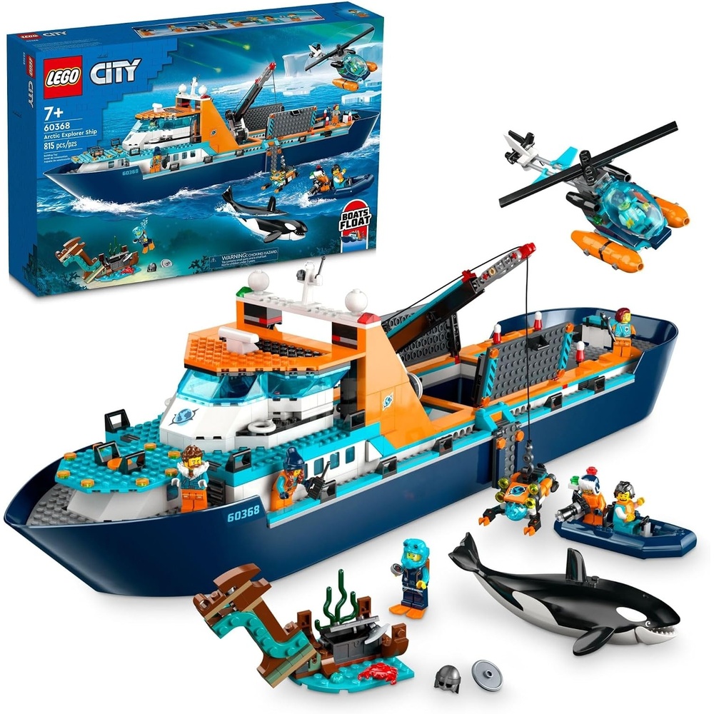 image:imageLEGO City Arctic Explorer Ship 60368 Building Toy Set Fun Toy Gift for 7 Year Old Boys and Girls with a Floatable Boat Helicopter Dinghy ROV Sub Viking Shipwreck 7 Minifigures and an OrcaFrustrationFree Packaging
