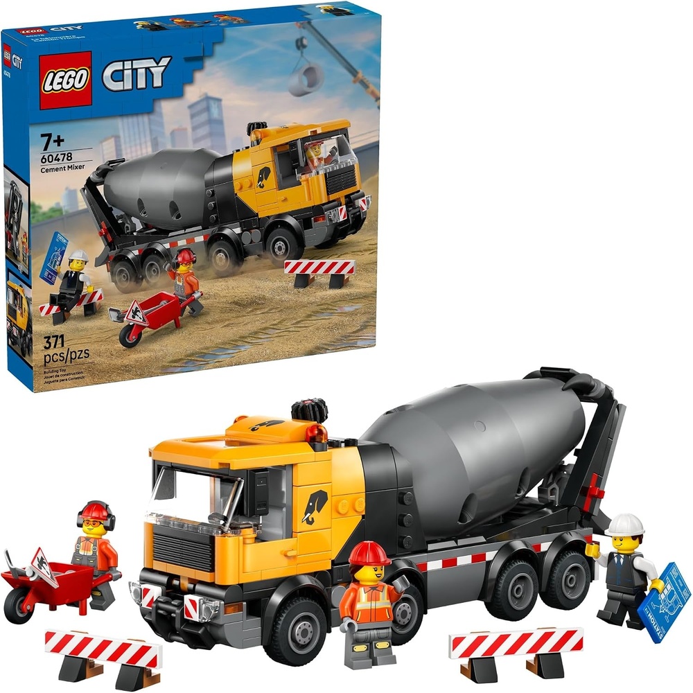 image:imageLEGO City Cement Mixer Truck Building Toy for Boys amp Girls Ages 7 Pretend Play Construction Toy WRotating Drum amp 3 Worker Minifigures Gift Idea for Birthdays 60478