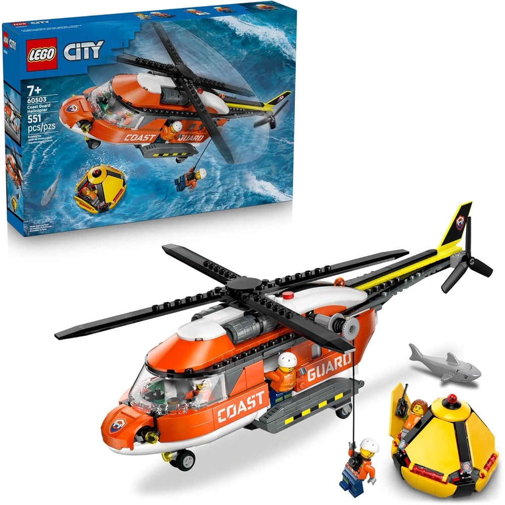 image:imageLEGO City Coast Guard Helicopter Building Toy for Kids Pretend Play Emergency Response Set for Boys amp Girls Ages 7 Includes 4 Minifigures Shark amp Rescue Pod Gift Idea for Birthdays 60503