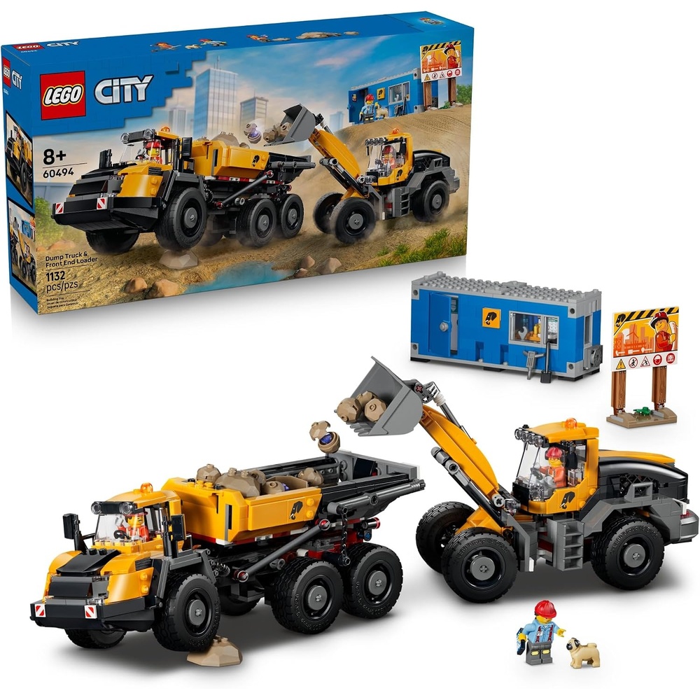image:imageLEGO City Dump Truck amp Front End Loader 60494 Building Toys for Boys amp Girls Ages 7 Construction Truck Toy Functional Loader amp Dump Truck 1132 pieces Gift Idea