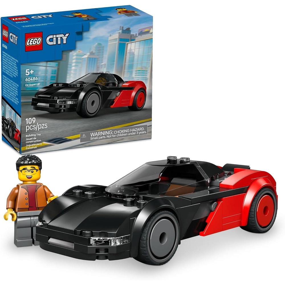 image:imageLEGO City EV Supercar Building Toy for Kids Pretend Play Set for Boys amp Girls Ages 5 Sports Car Toy WDriver Minifigure Gift Idea for Birthdays 60486